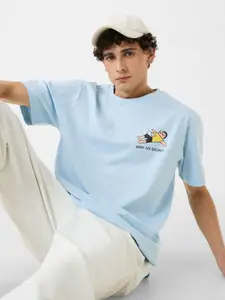 The Souled Store Men Graphic Printed Round Neck Cotton Oversized T-shirt