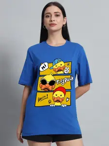 N1F FASHION Women Graphic Printed Round Neck Cotton Oversized T-shirt