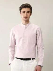 Arrow Men Slim Fit Band Collar Solid Cotton Formal Shirt