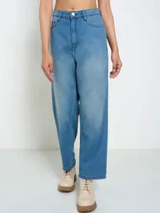 SF JEANS by Pantaloons Women Straight Fit High-Rise Low Distress Light Fade Jeans