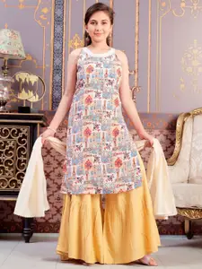 Sangria Girls Abstract Printed Straight Kurta