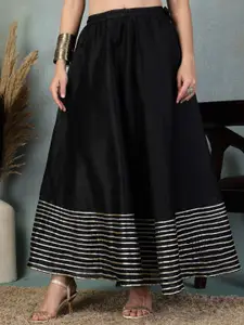 Clora Creation Women High Rise Gotta Patti Flared Maxi Skirt