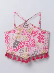 taffykids Floral Print Halter Neck Top