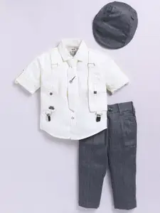 LITTLE COLLARS Boys Printed Shirt with Trousers