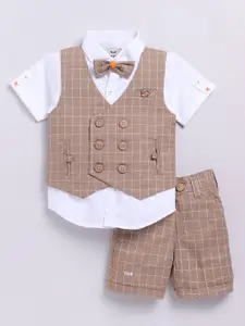 LITTLE COLLARS Boys Checked Coat with Trousers