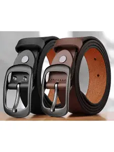 The Roadster Lifestyle Co. Men Pack Of 2 Leather Formal Belts