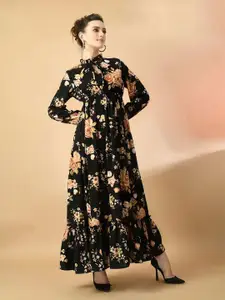 Raiyani Fashion Women Floral Printed Maxi Fit and Flare Dress
