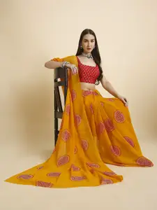 RATAN Bandhani Prined Saree with Blouse Piece