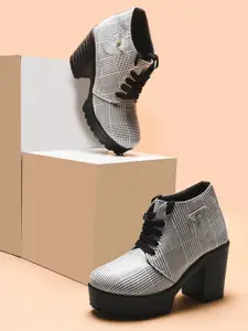 Killer Women Printed Round Toe Block Heel Boots