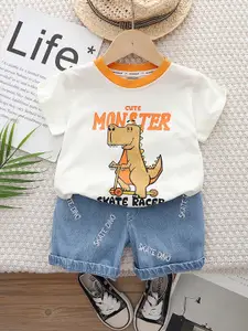 INCLUD Boys Monster Skates Printed T-shirt With Shorts