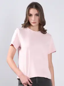 Vero Moda Women Solid Round Neck Cotton T-shirt