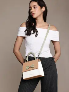 French Connection Colourblocked Satchel with Bow Detail
