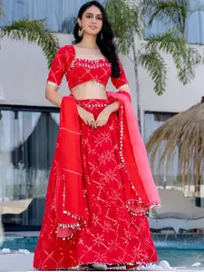 HOUSE OF JAMOTI Embroidered Sequinned Ready to Wear Lehenga & Blouse With Dupatta