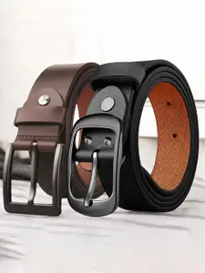 The Roadster Lifestyle Co. Men Pack Of 2 Leather Formal Belts