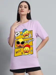 N1F FASHION Women Graphic Printed Round Neck Cotton Oversized T-shirt