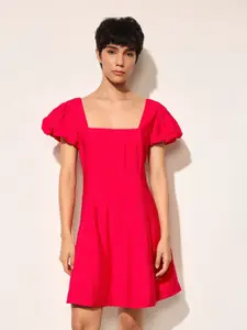 ONLY Puff Sleeve Fit & Flare Mini Dress