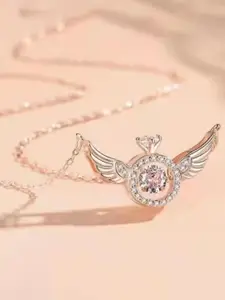 Fashion Frill Silver-Plated American Diamond Studded Necklace