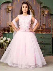 Sangria Girls Mirror Embroidered Net Lehenga Choli With Dupatta