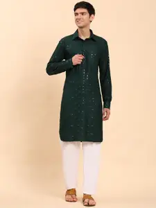 Pro-Ethic STYLE DEVELOPER Embroidered Sequinned Straight Kurta With Pyjamas