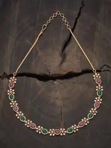 Kushal's Fashion Jewellery Gold-Plated Cubic Zirconia Stone Studded Necklace