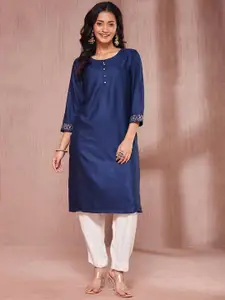 Fabindia Round Neck Straight Kurta