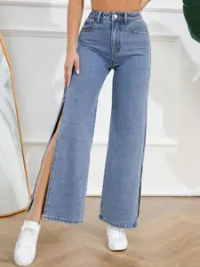 Aadvi Fashion Women Jean High-Rise Mildly Distressed Stretchable Jeans - Baggy