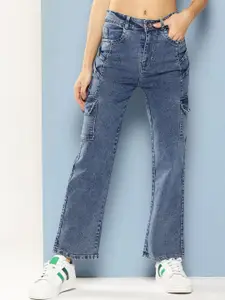 BAESD Women Comfort Relaxed Fit Clean Look Heavy Fade Stretchable Jeans