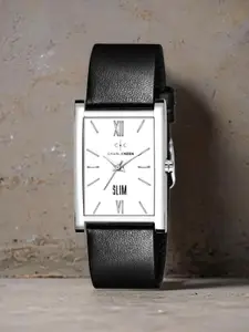 CHARLIEKEEN Men Brass Dial & Synthetic Straps Analogue Watch CC-GSQ214-WHT-BLK