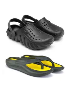 BERSACHE Men Pack Of 2 Self Design Clogs