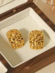 SUBHAGALANKAR Stainless Steel Gold-Plated Contemporary Studs Earrings