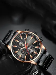 Curren Men Brass Dial & Stainless Steel Straps Analogue Watch CR-8351-RG-Black