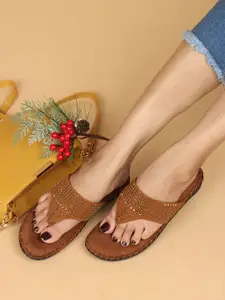 BIG BIRD FOOTWEAR Women Embellished T-Strap Flats