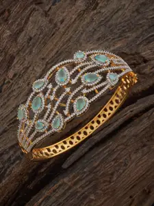 Kushal's Fashion Jewellery Mint Gold-Plated Party Cubic Zirconia Stone Studded Kada Bangle