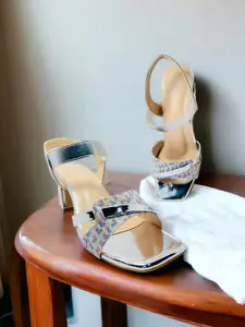 FABBMATE Women Pack Of 2 Embellished Block Sandals