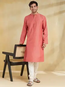 Fabindia Woven Design Band Collar Kurta