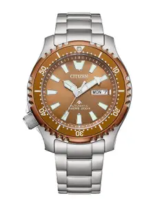 Citizen Men Embellished Dial & Stainless Steel Straps Analogue Motion Powered Watch