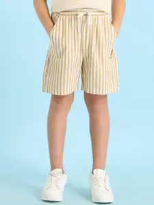 U.S. Polo Assn. Kids Boys Striped Regular Fit Cotton Shorts