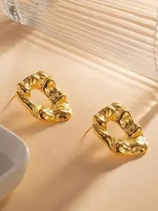 SUBHAGALANKAR Stainless Steel Gold-Plated Contemporary Shaped Studs