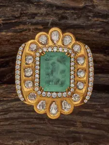 Kushal's Fashion Jewellery Embellished Bridal Victorian-Plated Kundan Stone  Finger Ring