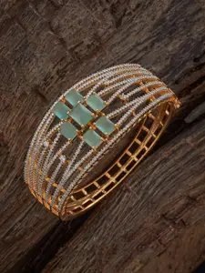 Kushal's Fashion Jewellery Mint Gold-Plated Zircon Stone Studded Kada Bangle