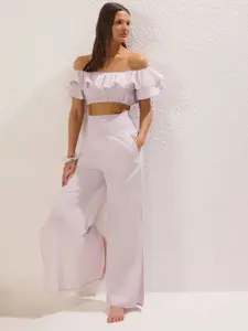 Trendyol Off-Shoulder Short Sleeves Top With Trousers