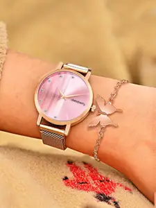 Dressberry Women Embellished Bracelet Style Analogue Watch & Bracelet DBSet25 Set Set