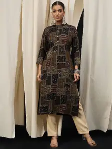 Anouk Floral Printed Mandarin Collar Kurta