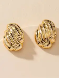 SUBHAGALANKAR Stainless Steel Gold-Plated Contemporary Studs Earrings