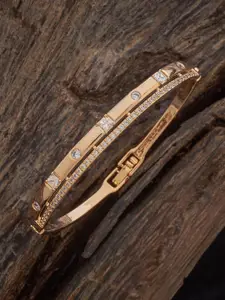 Kushal's Fashion Jewellery White Gold-Plated Cubic Zirconia Stone Studded Kada Bangle