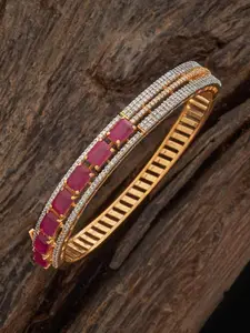 Kushal's Fashion Jewellery Gold-Plated Zircon Studded Party Kada Bangle