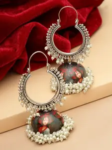 Anouk Silver Plated Cubic Zirconia Studded Dome Shaped Jhumkas