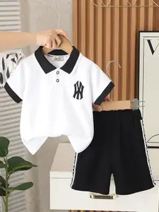 INCLUD Boys Colourblocked Polo Collar T-shirt With Shorts