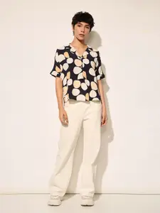 ONLY Women Cuban Collar Geometric Printed Casual Shirt