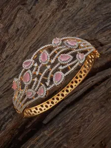 Kushal's Fashion Jewellery Pink Gold-Plated Cubic Zirconia Stone Studded Kada Bangle
